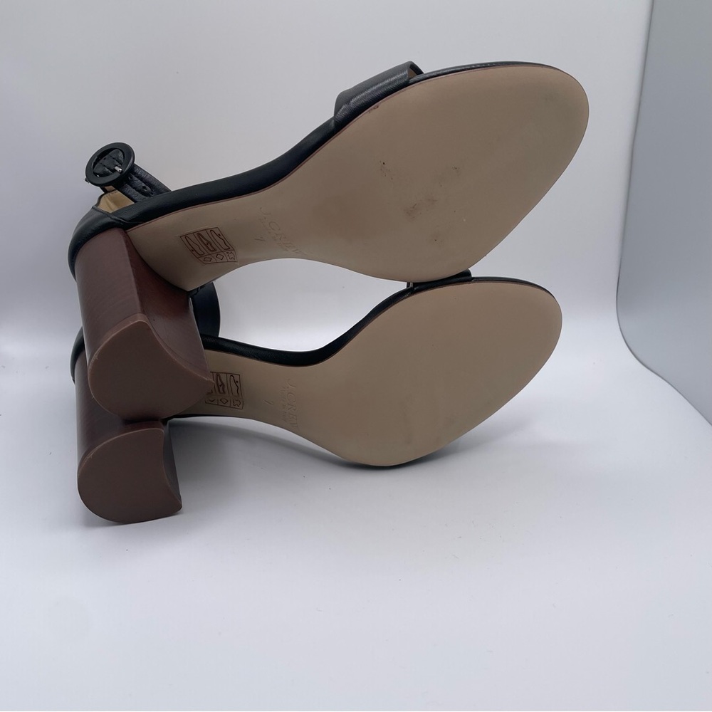 NEW J.CREW Stella Black Leather Heels Sandals Size 7 Made in Italy 4,5”// 9cm - Picture 5 of 11